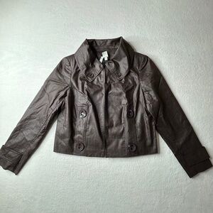 Vex Collection Women Cropped Vintage Y2K Jacket Brown XS S
